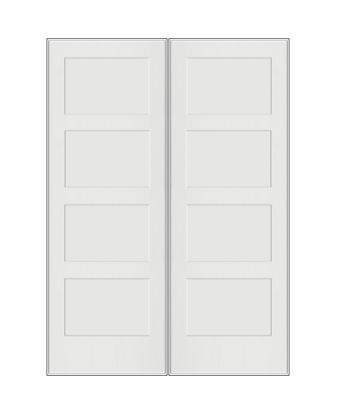 REEB Twin/Double 7'0 X 1-3/8 4 Panel Equal Primed Flat Shaker Sticking Interior Prehung Door PR8740